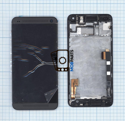 Модуль (матрица + тачскрин) для HTC One M7 801e с рамкой черный