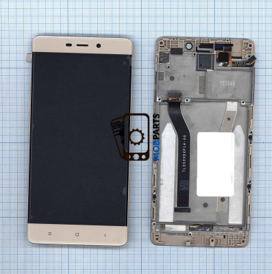 Модуль (матрица + тачскрин) для Xiaomi Redmi 4 Prime / Redmi 4 Pro золотой с рамкой