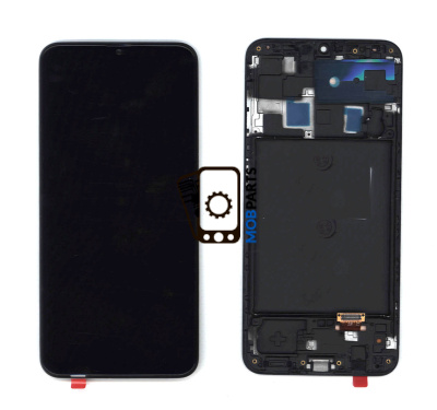 Модуль (матрица + тачскрин) для Samsung Galaxy A20 SM-A205F (OLED) черный с рамкой