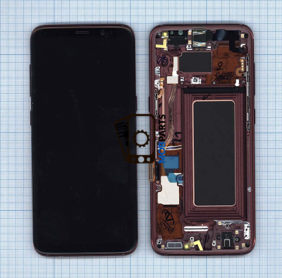 Модуль (матрица + тачскрин) для Samsung Galaxy S8 SM-G950F черный с красной рамкой