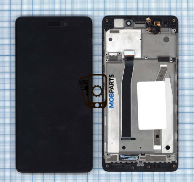 Модуль (матрица + тачскрин) для Xiaomi Redmi 3 черный с рамкой